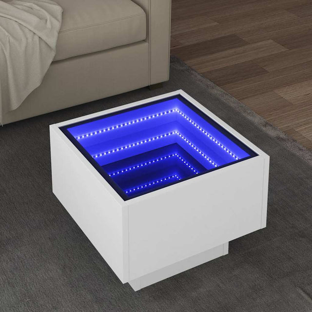 Side Table With Led Engineered Wood