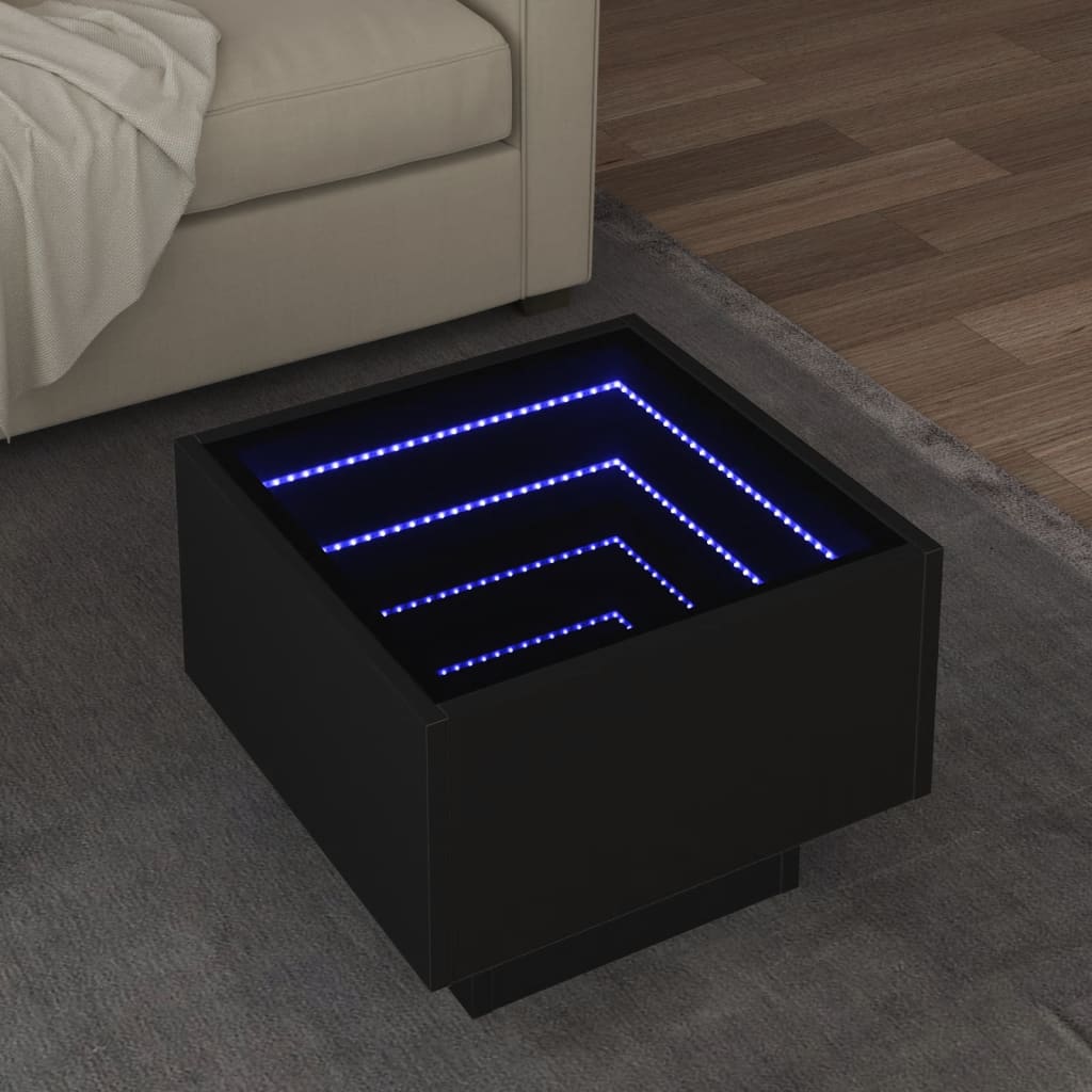 Side Table With Led Engineered Wood