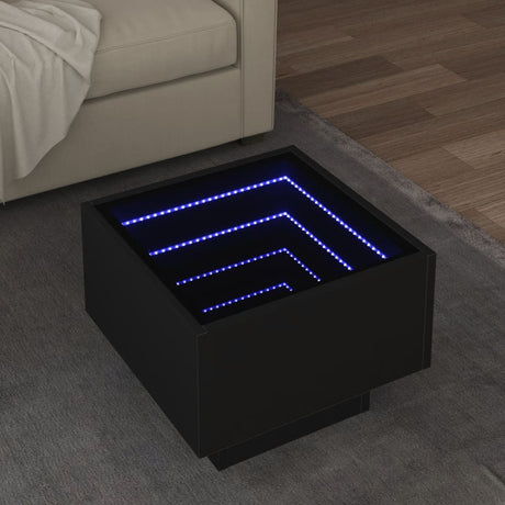 Side Table With Led Engineered Wood