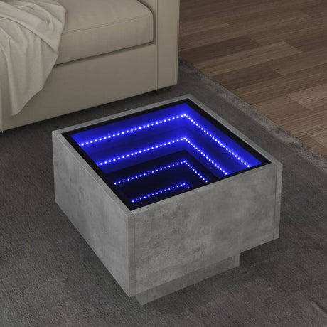 Side Table With Led Engineered Wood