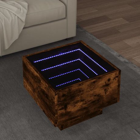 Side Table With Led Engineered Wood