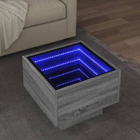 Side Table With Led Engineered Wood
