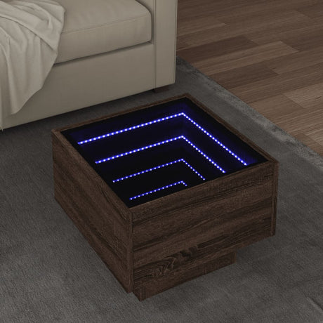 Side Table With Led Engineered Wood