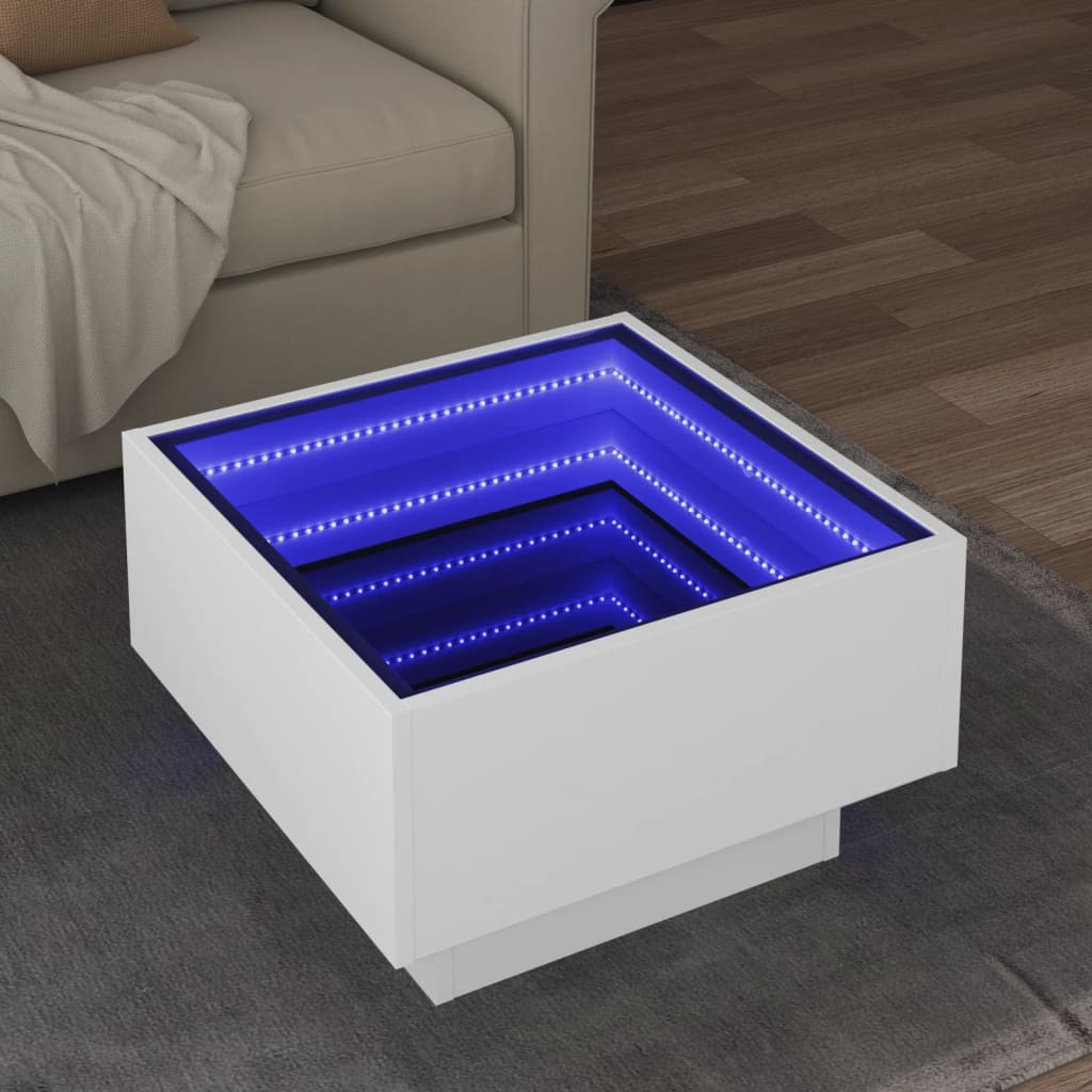 Side Table With Led Engineered Wood