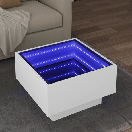 Side Table With Led Engineered Wood