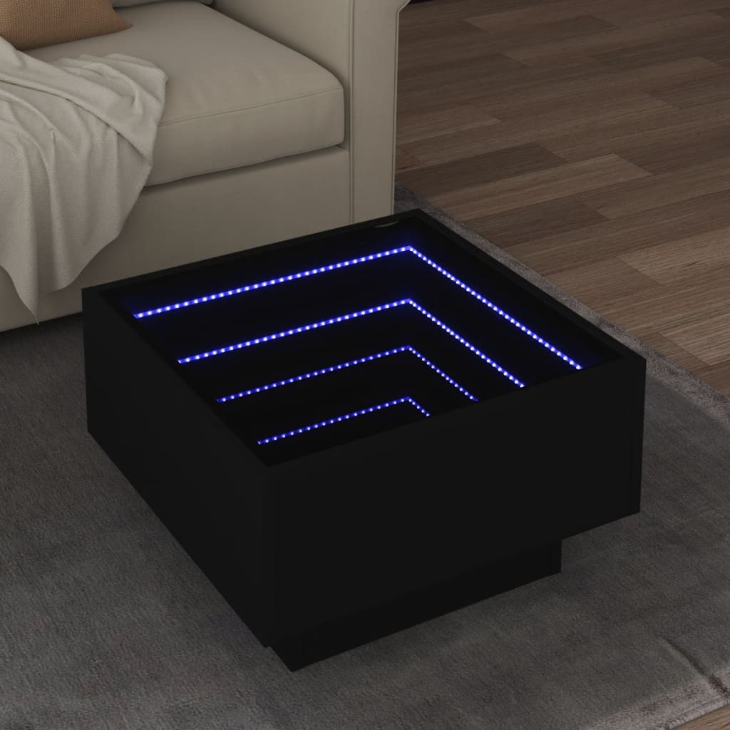 Side Table With Led Engineered Wood