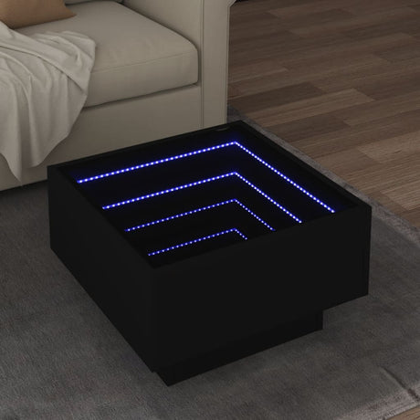Side Table With Led Engineered Wood
