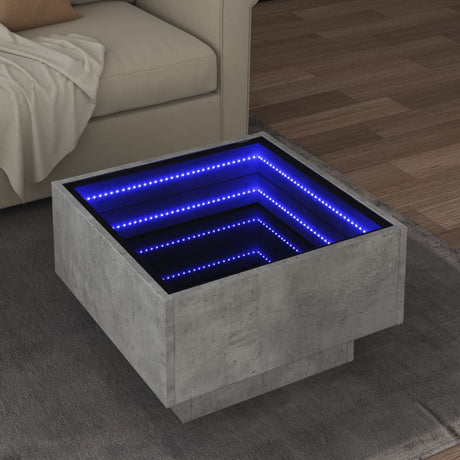 Side Table With Led Engineered Wood