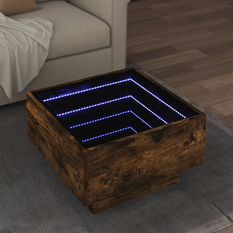 Side Table With Led Engineered Wood