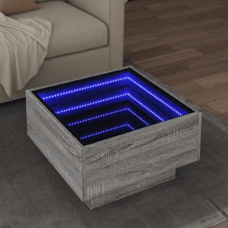 Side Table With Led Engineered Wood