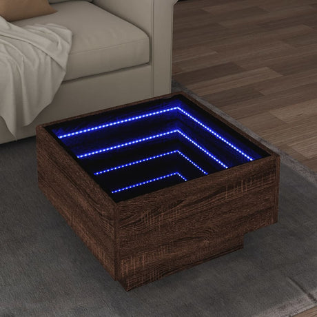 Side Table With Led Engineered Wood