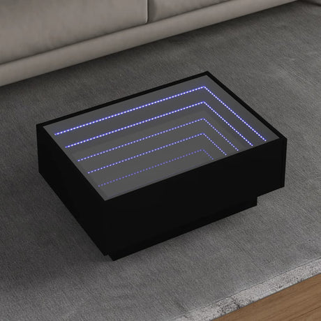 Side Table With Led Engineered Wood