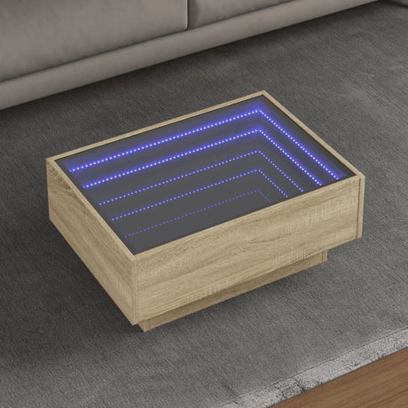 Side Table With Led Engineered Wood