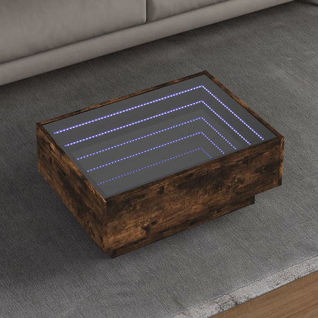 Side Table With Led Engineered Wood