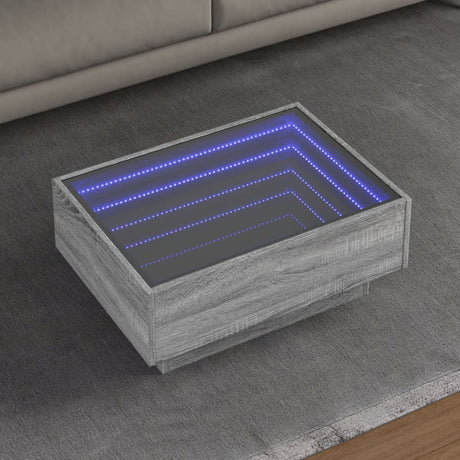 Side Table With Led Engineered Wood
