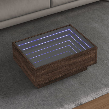 Side Table With Led Engineered Wood