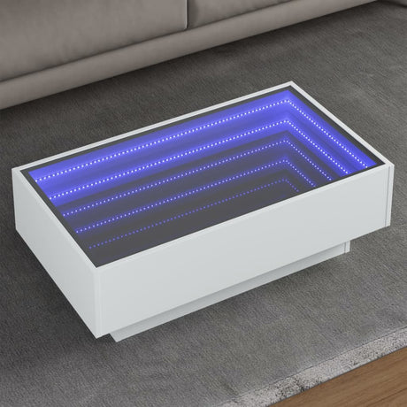 Side Table With Led Engineered Wood