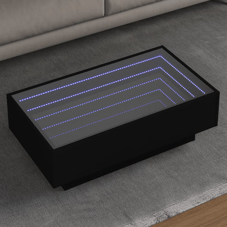 Side Table With Led Engineered Wood