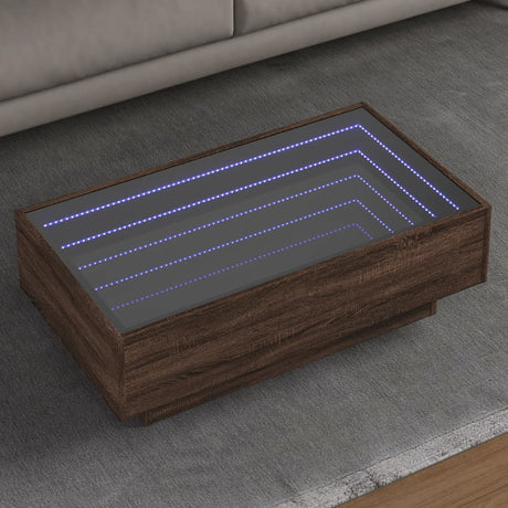 Side Table With Led Engineered Wood