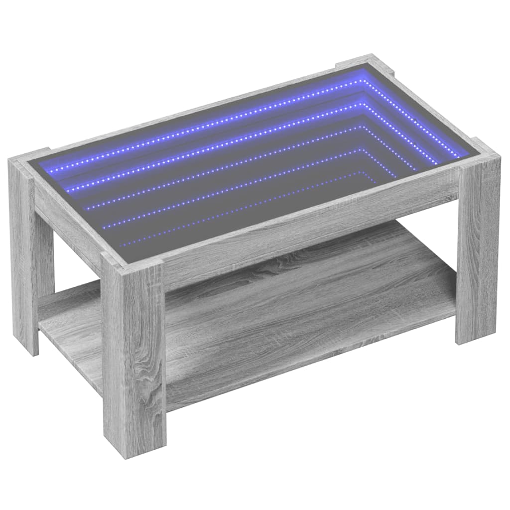 Coffee Table with LED Grey Sonoma 93x53x45 cm Engineered Wood