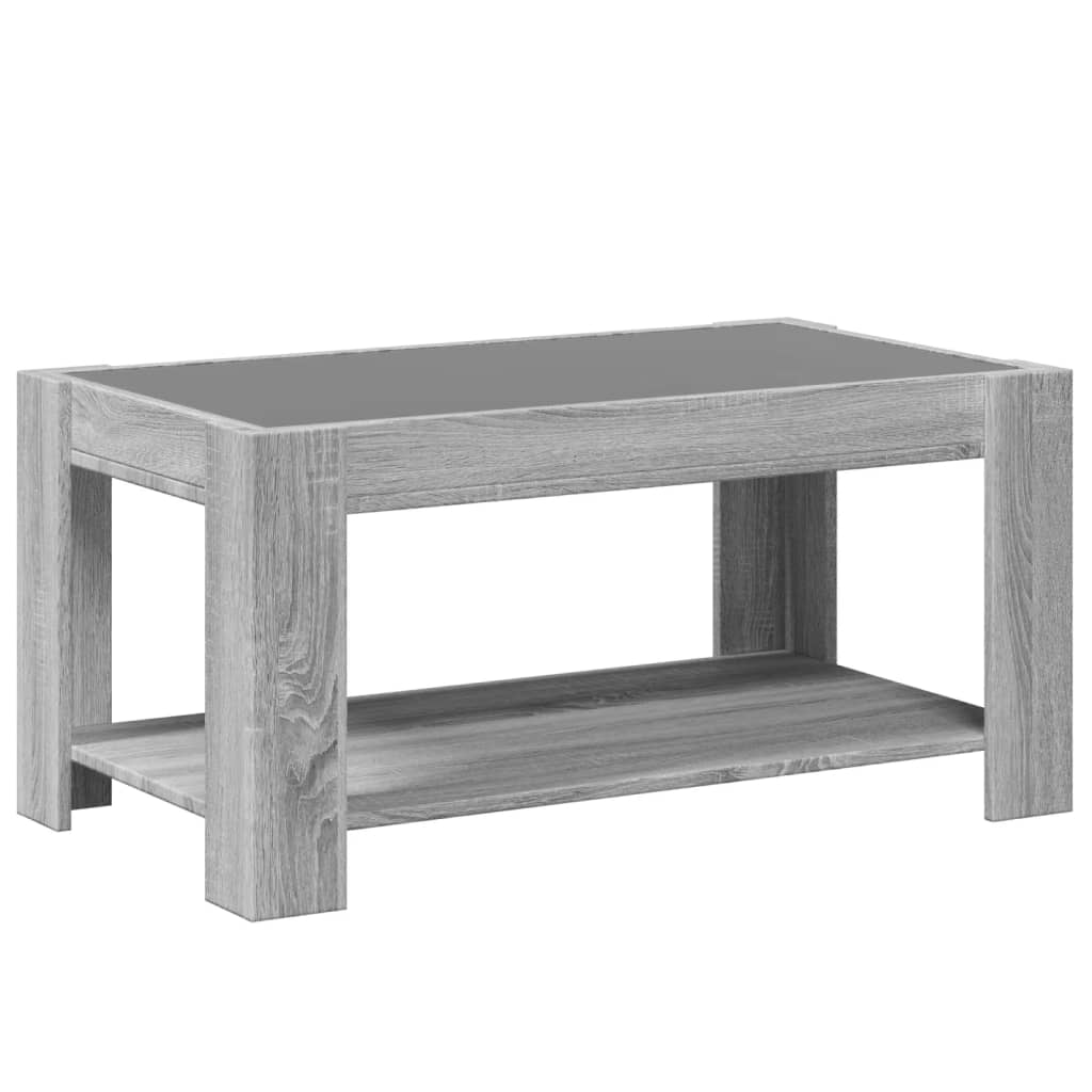 Coffee Table with LED Grey Sonoma 93x53x45 cm Engineered Wood