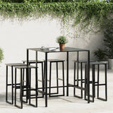 5 Piece Garden Bar Set Black Powder-Coated Steel