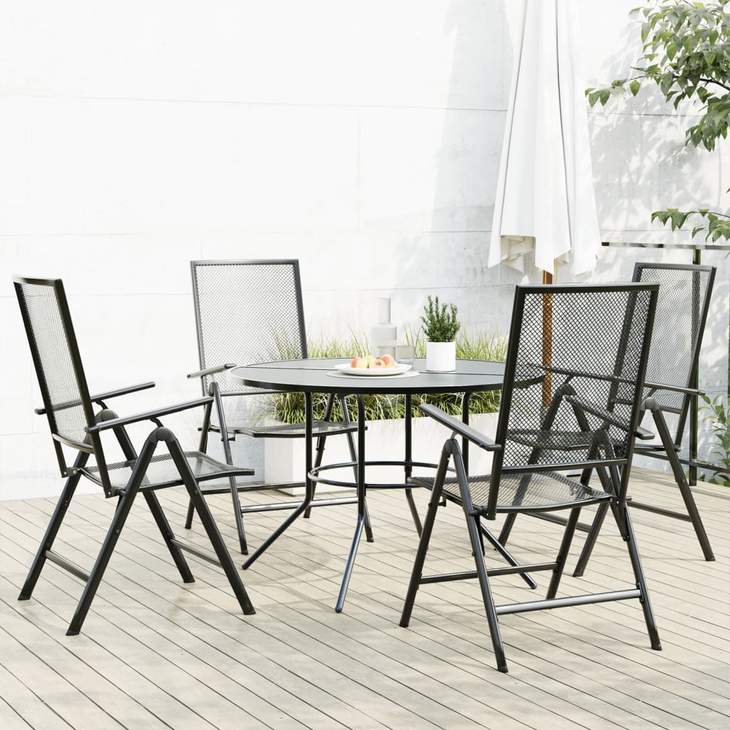 Reclining Garden Chair Set 7 Pcs Anthracite Powder-Coated Steel