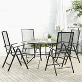 Reclining Garden Chair Set 7 Pcs Anthracite Powder-Coated Steel