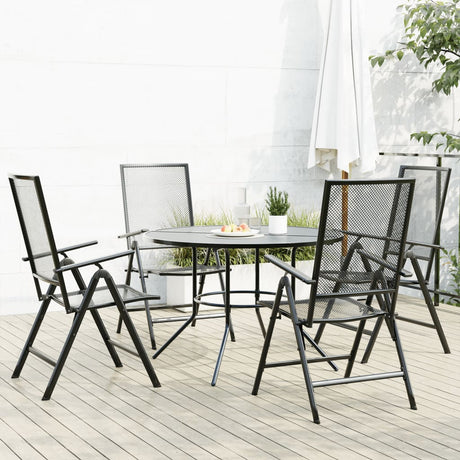 Reclining Garden Chair Set 7 Pcs Anthracite Powder-Coated Steel