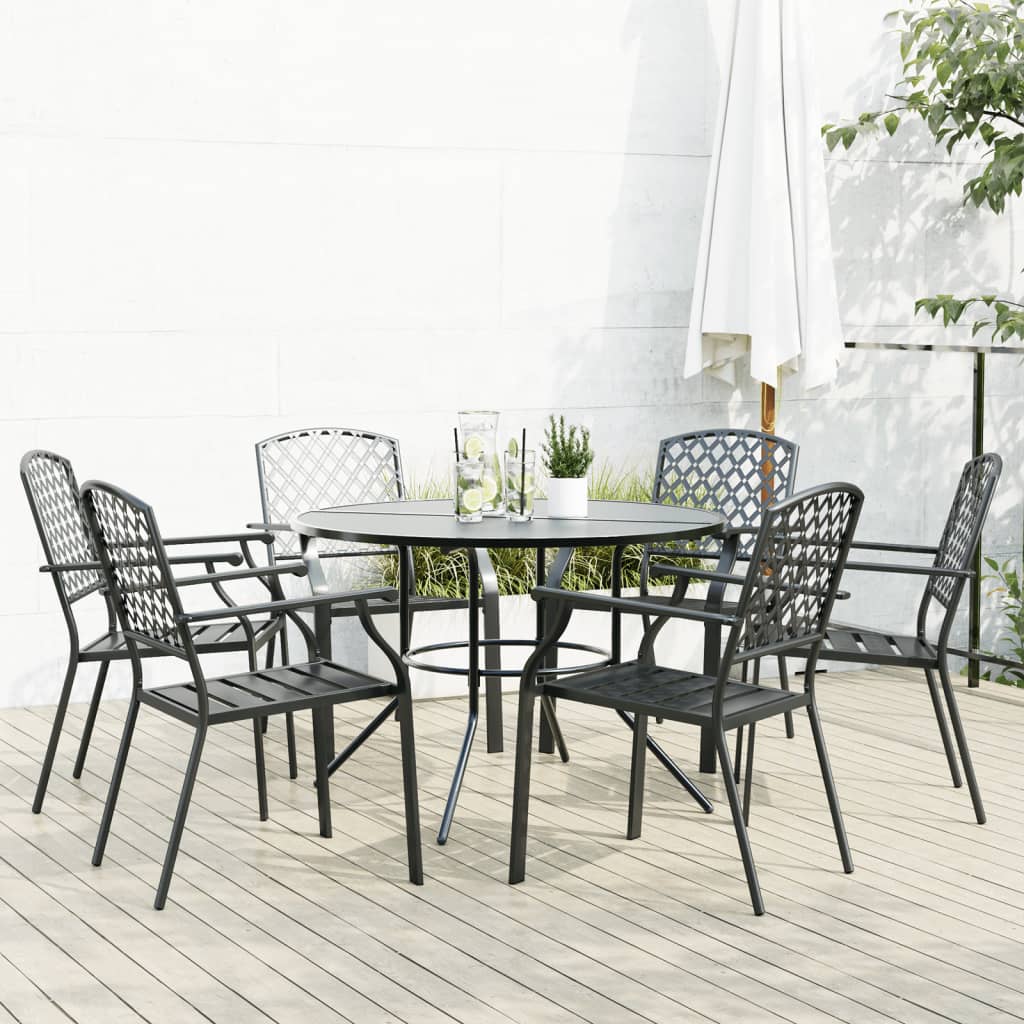 Stackable Garden Chair Set 5 Pcs Anthracite Powder-Coated Steel