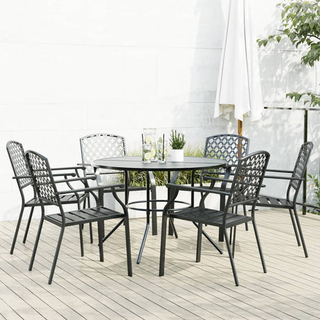Stackable Garden Chair Set 5 Pcs Anthracite Powder-Coated Steel