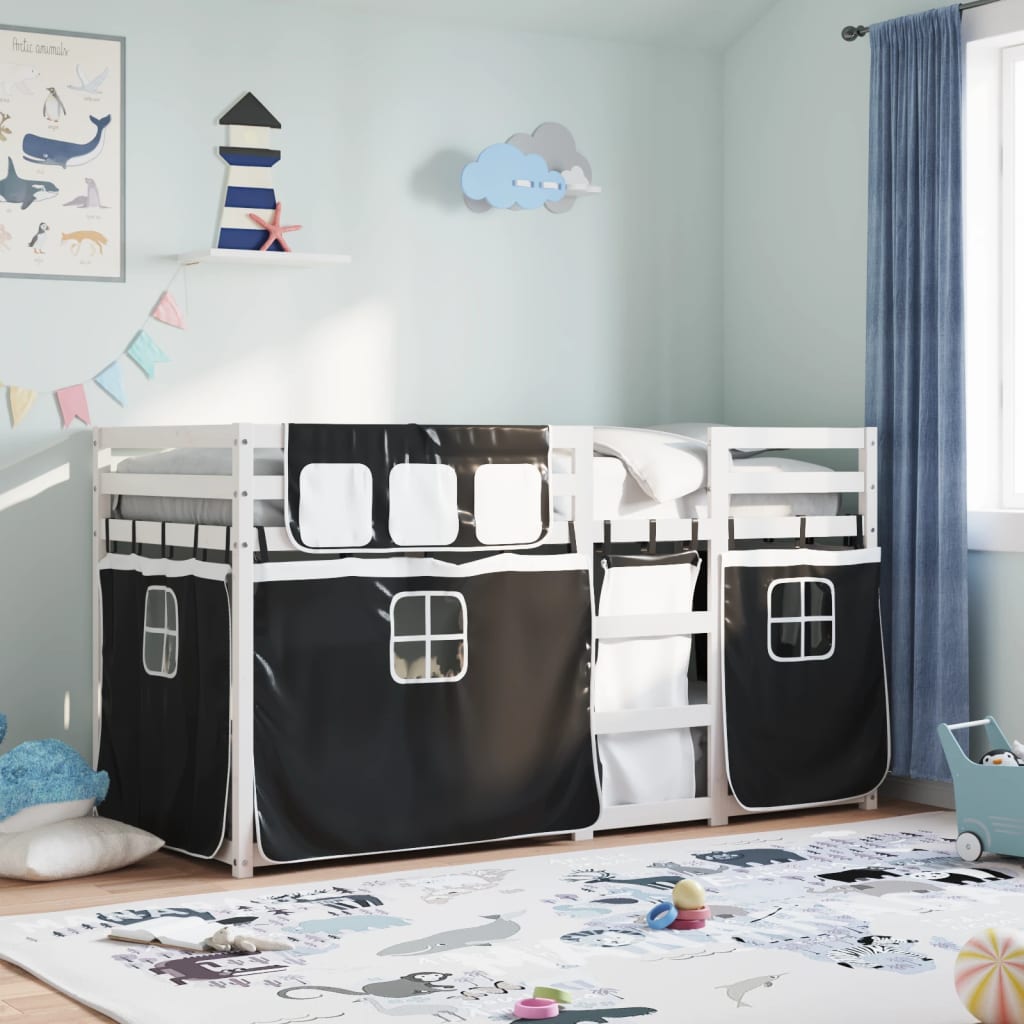 Bunk Bed Without Mattress White& Solid Wood Pine