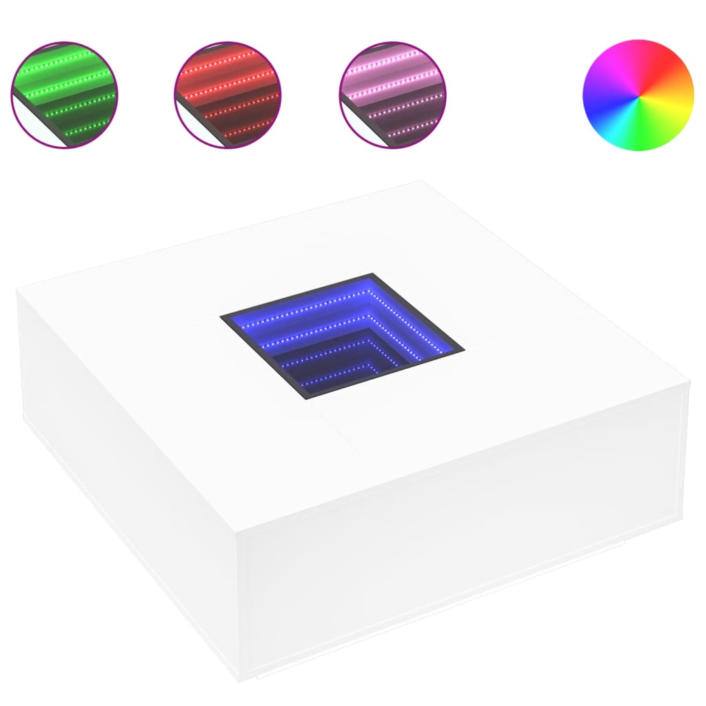 Coffee Table with Infinity LED White 100x100x40 cm