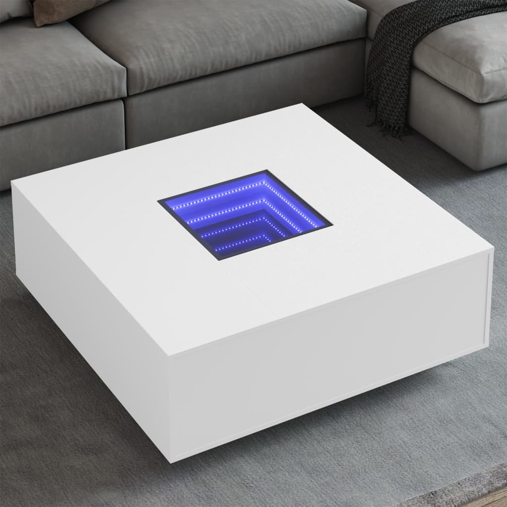 Coffee Table with Infinity LED White 100x100x40 cm