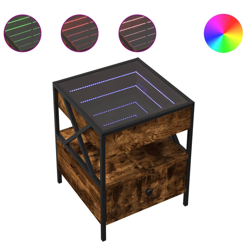 Bedside Table With Infinity Led 40X40X51 Cm