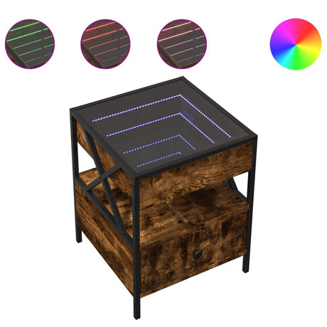 Bedside Table With Infinity Led 40X40X51 Cm