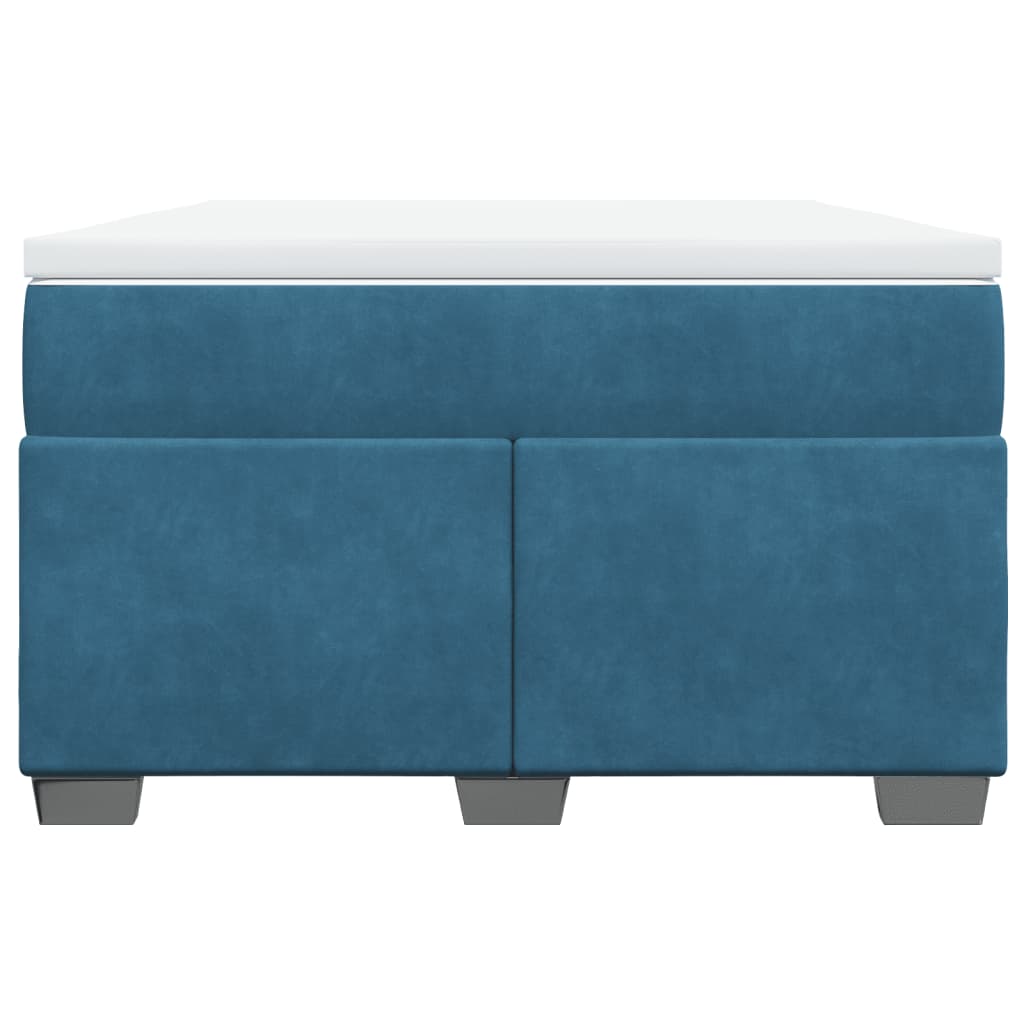 Box Spring Bed With Mattress Dark Blue Velvet