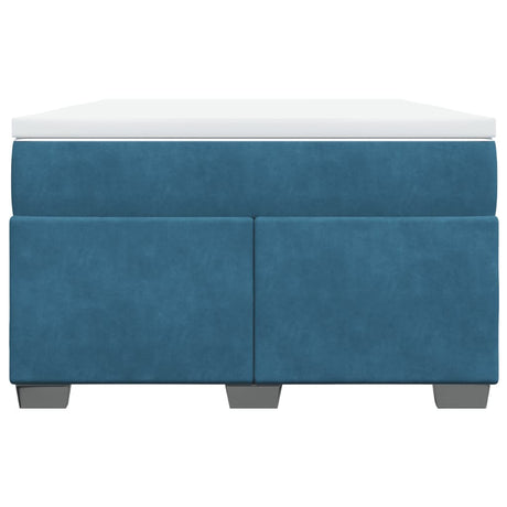 Box Spring Bed With Mattress Dark Blue Velvet