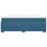 Box Spring Bed With Mattress Dark Blue Velvet