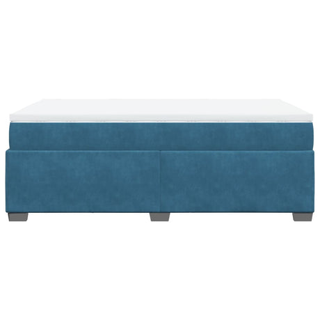 Box Spring Bed With Mattress Dark Blue Velvet