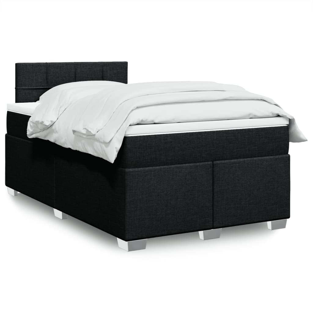 Box Spring Bed with Mattress Black 120x190 cm Fabric