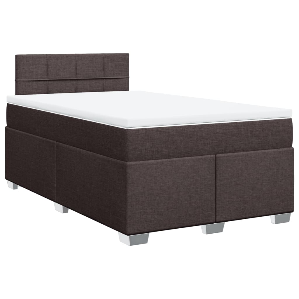 Box Spring Bed with Mattress Dark Brown 120x190 cm Fabric