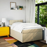 Box Spring Bed with Mattress Cream 120x190 cm Fabric