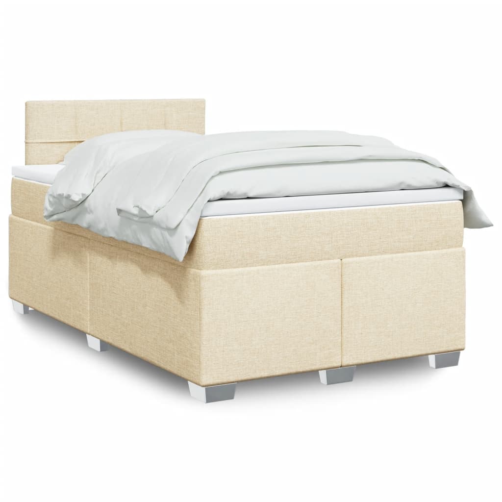 Box Spring Bed with Mattress Cream 120x190 cm Fabric
