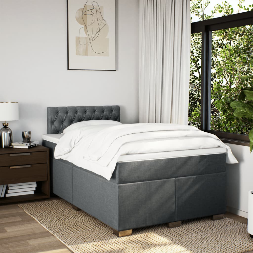 Box Spring Bed with Mattress Dark Grey 120x190 cm Fabric