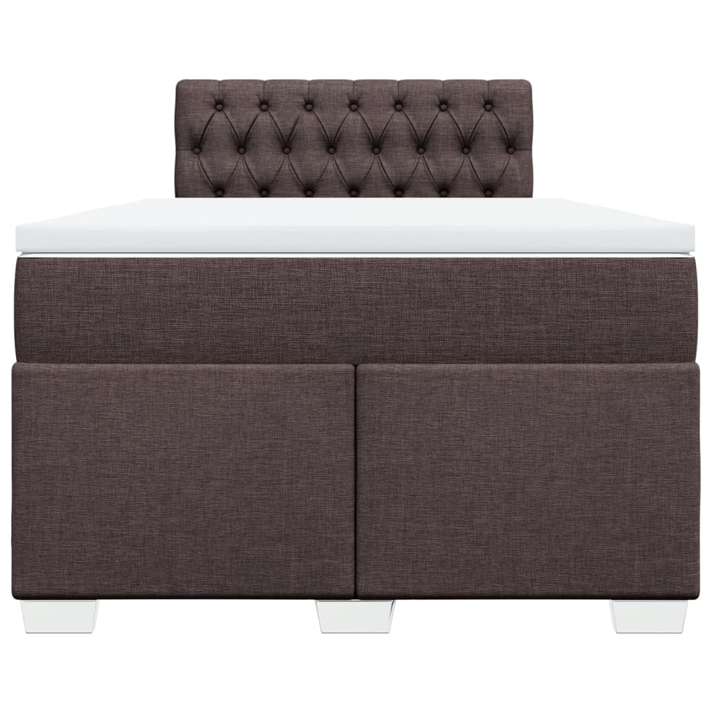 Box Spring Bed with Mattress Dark Brown 120x190 cm Fabric