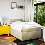 Box Spring Bed with Mattress Cream 120x190 cm Fabric