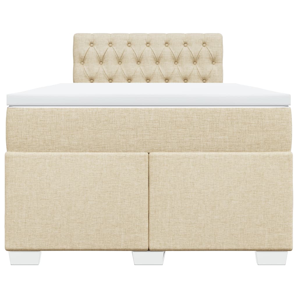 Box Spring Bed with Mattress Cream 120x190 cm Fabric