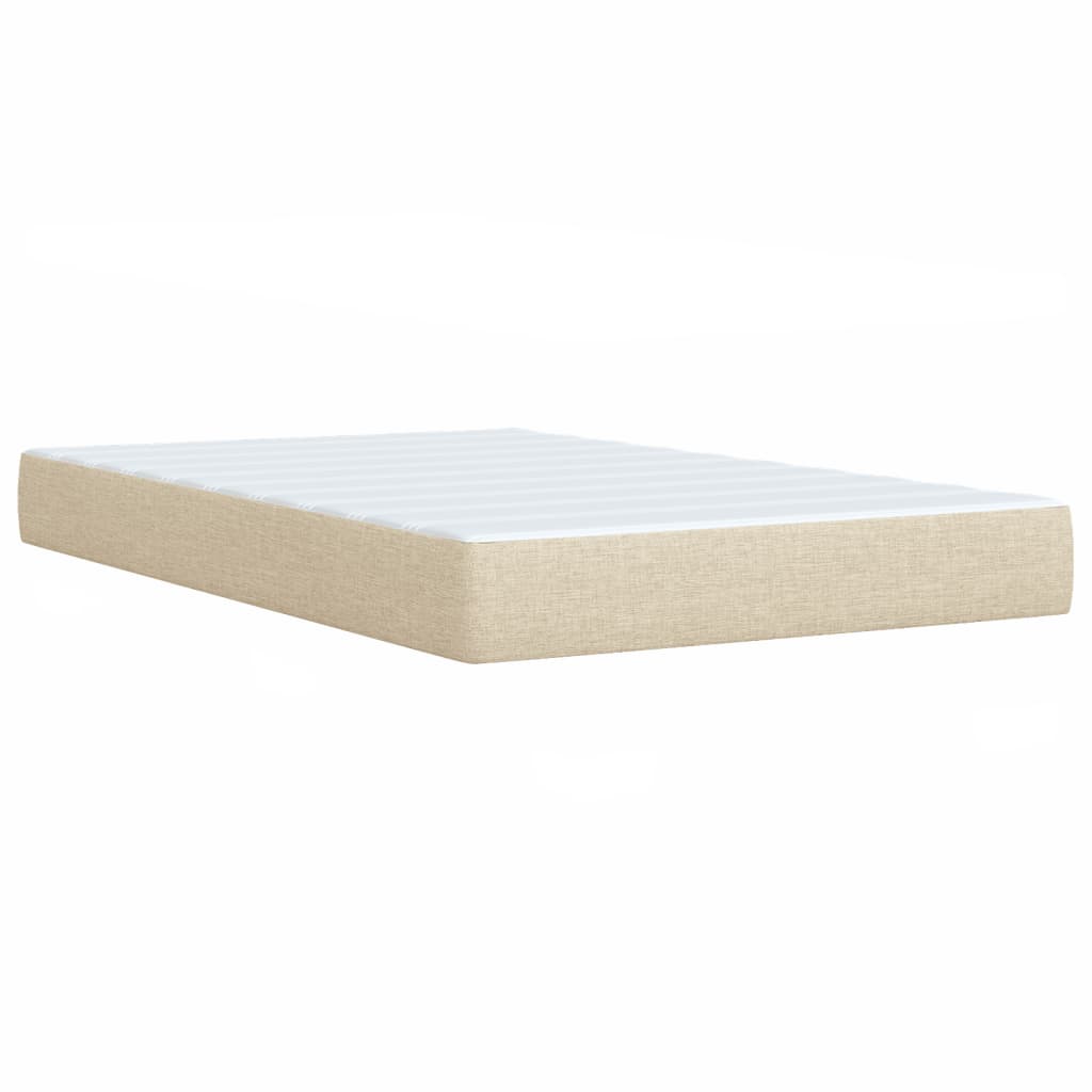Box Spring Bed with Mattress Cream 120x190 cm Fabric