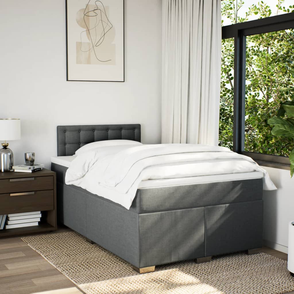 Box Spring Bed with Mattress Dark Grey 120x190 cm Fabric